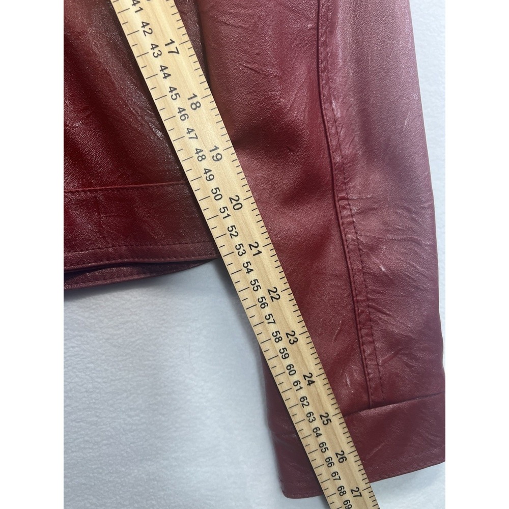 Downtown Coalition Apparell Faux Learher Moto Jacket Womens Small  Cropped Zip - Picture 9 of 10